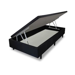 Cama Box Solteiro MGA Lift com Baú e Pistão a Gás + Colchão Umaflex Thor Espuma D33 19x88x188cm – Preta e Cinza