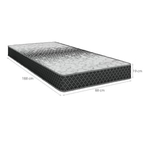 Cama Box Solteiro MGA Lift com Baú e Pistão a Gás + Colchão Umaflex Thor Espuma D33 19x88x188cm – Preta e Cinza