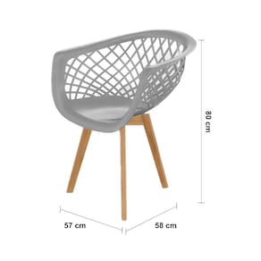 Conjunto com 4 Cadeiras de Jantar SeatCo Web PP Wood com Detalhes Vazados