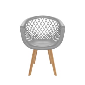 Conjunto com 4 Cadeiras de Jantar SeatCo Web PP Wood com Detalhes Vazados