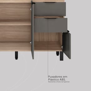 Balcão Demóbile Firenze com 3 Portas, 2 Gavetas e 1 Prateleira + Pia para Cozinha Ghelplus King com Válvula - 120x53cm