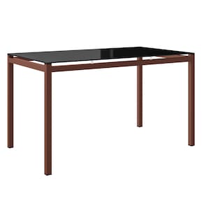 Mesa de Jantar Retangular Fabone Alexa Tampo de Vidro 140x80cm com 6 Cadeiras Dora Revestidas em Courino