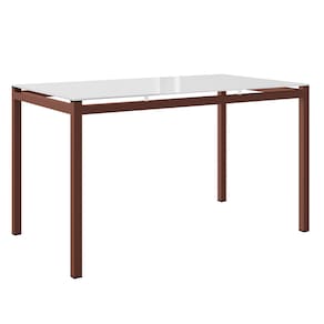 Mesa de Jantar Retangular Fabone Alexa com Tampo de Vidro de 140X80cm com 4 Cadeiras de Jantar Fabone Dora Revestimento em Courino