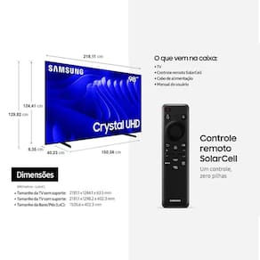 Smart TV 98" Samsung Crystal Ultra HD 4K UN98DU9000 com Gaming Hub + Smart TV 55” 4K Samsung Neo QLED 55QN85D com Processador com AI e Energy Mode
