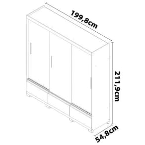 Guarda-Roupa Bartira Monza com 3 Portas de Correr e 3 Gavetas + Cômoda Versatti com 5 Gavetas + Cabeceira para Cama Box Casal Versatti com Tomada