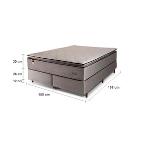 Cama Box Bipartida Queen Size Hellen Dublin com Molas Ensacadas e Espuma D33 73x158x198 cm - Bege