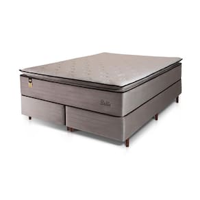 Cama Box Bipartida Queen Size Hellen Dublin com Molas Ensacadas e Espuma D33 73x158x198 cm - Bege