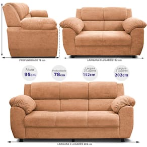 Sofá de 3 e 2 Lugares Cama inBox Paris com 202cm e 152cm de Larguras e Revestidos em Bouclé