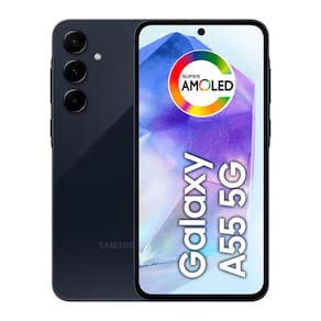 Smartphone Samsung Galaxy A55 5G 256GB Azul Escuro, 8GB RAM, Câmera Tripla Traseira de até 50MP e Tela Super AMOLED 6.6" + Galaxy Fit3 Grafite