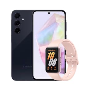 Smartphone Samsung Galaxy A35 5G Azul Escuro 256GB, 6GB RAM, Câmera Tripla Traseira de até 50MP e Tela super AMOLED de 6,6" + Galaxy Fit3 Rose