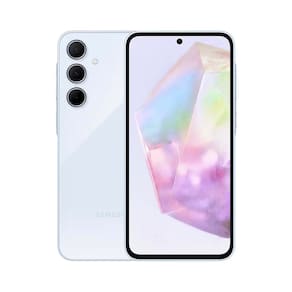 Smartphone Samsung Galaxy A35 5G 256GB Azul Claro 8GB RAM Câmera Tripla de até 50MP, Tela super AMOLED de 6.6” + Galaxy Fit3 Prata Display de 1.6"