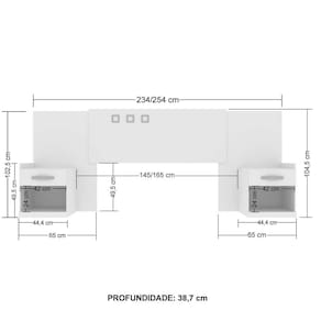 Cama Box Conjugada Casal Probel PROdormir Advanced com Espuma D28 - 54x138x188 cm + Cabeceira para Cama de Casal Santos Andirá Havana Plus com Mesa