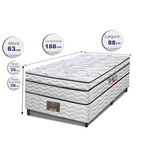 Cama Box Solteiro Cama Inbox Moderne Ortopédico com Camada Especial de Espuma D45 63x88x188cm - Branco/Grafite