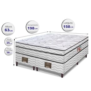 Cama Box Queen Size Bipartida Cama inBox Moderne Ortopédico com Camada Especial de Espuma D45 63x158x198cm - Branco/Grafite