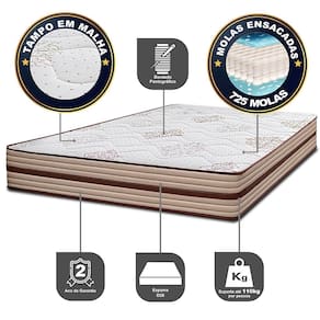 Cama Box King Size Bipartida Cama InBox Livity com Molas Ensacadas e Espuma D26 24x193x203cm – Bege
