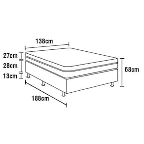 Cama Box de Casal Ortobom New Magestic com Molas Ensacadas 68x138x188 cm - Marrom/Cinza