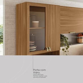 Cozinha Compacta Demóbile Aspen com Balcão, 8 Portas, 2 Gavetas e 3 Prateleiras – 250cm de largura