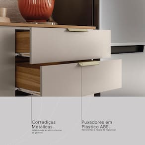 Cozinha Compacta Demóbile Aspen com Balcão, 8 Portas, 2 Gavetas e 3 Prateleiras – 250cm de largura