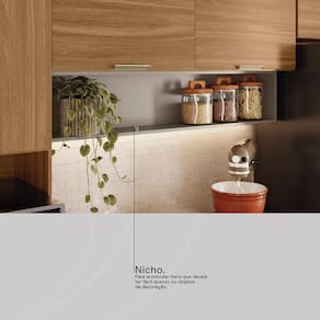 Cozinha Compacta Demóbile Aspen com Balcão, 8 Portas, 2 Gavetas e 3 Prateleiras – 250cm de largura