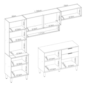 Cozinha Compacta Demóbile Aspen com Balcão, 8 Portas, 2 Gavetas e 3 Prateleiras – 250cm de largura