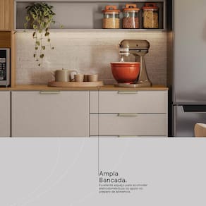 Cozinha Compacta Demóbile Aspen com Balcão, 8 Portas, 2 Gavetas e 3 Prateleiras – 250cm de largura