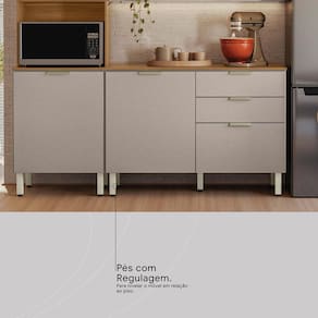 Cozinha Compacta Demóbile Aspen com Balcão, 8 Portas, 2 Gavetas e 3 Prateleiras – 250cm de largura