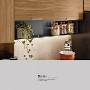 Cozinha Compacta Demóbile Aspen com Balcão, 8 Portas, 2 Gavetas e 3 Prateleiras – 250cm de largura