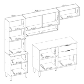 Cozinha Compacta Demóbile Aspen com Balcão, 8 Portas, 2 Gavetas e 3 Prateleiras – 250cm de largura