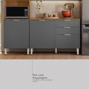 Cozinha Compacta Demóbile Aspen com Balcão, 8 Portas, 2 Gavetas e 3 Prateleiras – 250cm de largura