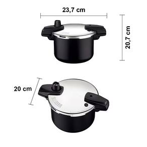 Panela de Pressão Tramontina Arizona em Alumínio, Revestimento Starflon Max 4,5L – Preto + Faqueiro 12 Peças Leme com Lâminas em Aço Inox - Vermelho