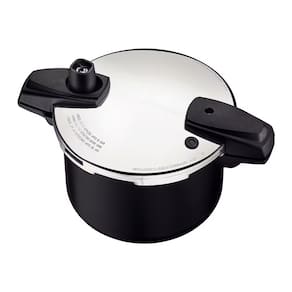 Panela de Pressão Tramontina Arizona em Alumínio, Revestimento Starflon Max 4,5L – Preto + Faqueiro 12 Peças Leme com Lâminas em Aço Inox – Cinza