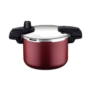 Panela de Pressão Tramontina Arizona em Alumínio, Revestimento Starflon Max 4,5L – Vermelha + Faqueiro 12 Peças Leme, Lâminas em Aço Inox – Cinza