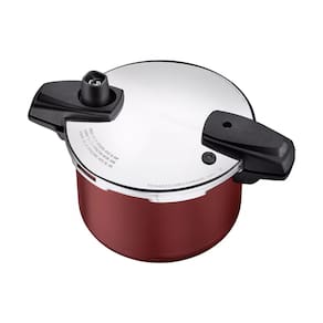 Panela de Pressão Tramontina Arizona em Alumínio, Revestimento Starflon Max 4,5L – Vermelha + Faqueiro 12 Peças Leme, Lâminas em Aço Inox – Cinza
