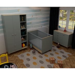 Quarto Infantil Completo Bartira Ternura Guarda-Roupa 2 Portas, Cômoda e Berço Cama