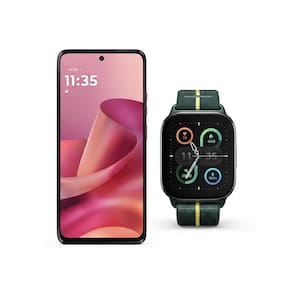 Kit Motorola Moto G47 5G 128GB Rosa com Smartwatch Moto Watch Fit GPS Verde