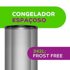 Geladeira Consul Frost Free CRB39AK com Gavetão Hortifruti e Congelador Espaçoso Inox - 342L