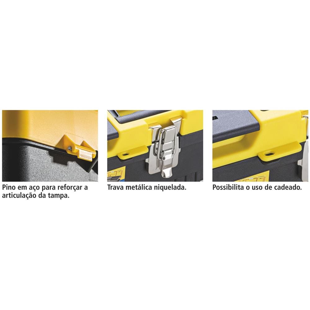Caixa Plástica para Ferramentas Tramontina 20" 43803020 - Amarela/Preta - CAIXA PLASTICA INJETADA 20 AM E PRETA TRAMONTINA - 2