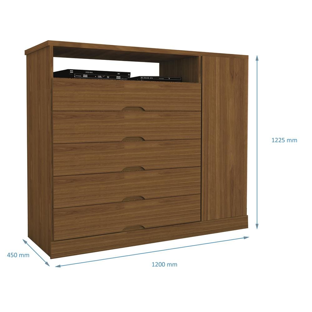 Cômoda Mademarcs Braga com 5 Gavetas e 1 Porta - Nogueira - 2