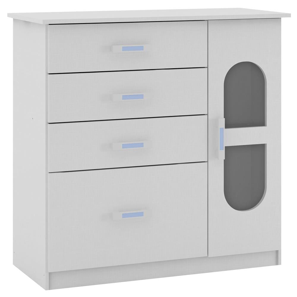 Cômoda Infantil Rodial com 1 Porta e 4 Gavetas Ternura – Branca - 2