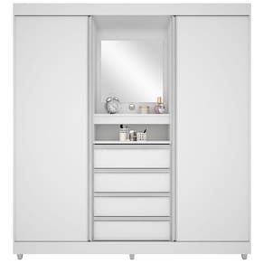 Guarda-Roupa Bartira Fortaleza II com Espelho, 2 Portas de Correr, 4 Gavetas - 184,5 cm de Largura
