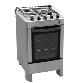 Fogão Esmaltec 4 Bocas Ágata com Mesa de Inox e Acendimento Automático Bivolt - Inox