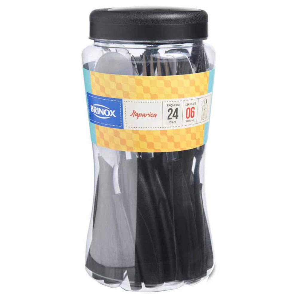 Faqueiro Brinox Itaparica em Aço Inox 6000/712 - 24 peças - FAQUEIRO ITAPARICA 24 PCS PRETO BRINOX - 1