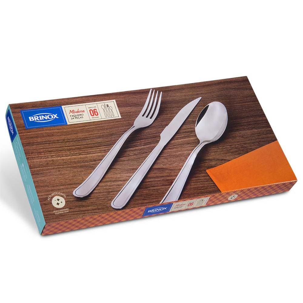 Faqueiro Brinox Módena Inox - 24 peças - FAQUEIRO MODENA 24PCS BRINOX - 2