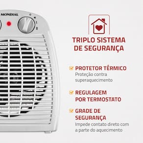 Aquecedor de Ambiente Mondial A-08 com Controle de Temperatura - Cinza - 127V - 3