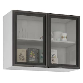 Armário Aéreo Bartira Rubi com 2 Portas de Vidro e 1 Prateleira - 80,1cm de largura