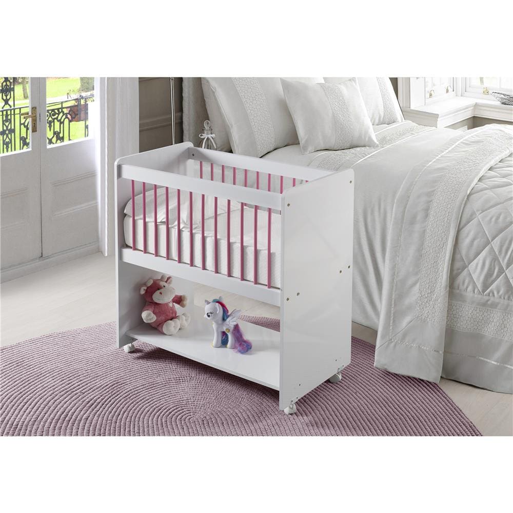 Mini-Berço Fritz Baby Bed - Branco / Rosa - 1