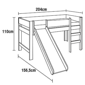 Cama Infantil Fritz Cabana Princess com Escorregador - Branco/Rosa - 2