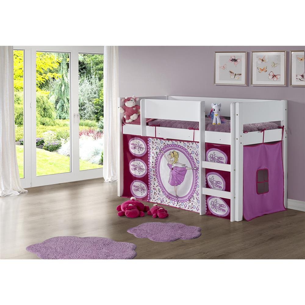 Cama Infantil Fritz Cabana Princess com Escorregador - Branco/Rosa - 1