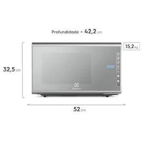 Forno de Micro-ondas Electrolux MI41S Inox Espelhado com Painel Integrado e Função Tira Odor - 31 litros
