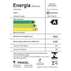 Forno de Micro-ondas Electrolux MI41S Inox Espelhado com Painel Integrado e Função Tira Odor - 31 litros